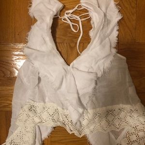 Zara White Flowy Halter Tank